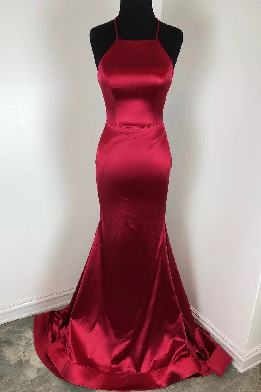 Classic Mermaid Burgundy Formal Dress with Lace-Up Back Lace Dress Lookbook