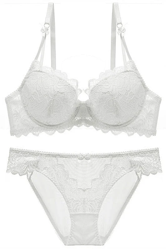 Elegant Breathable White Lace Lingerie Set Lace Dress Shine