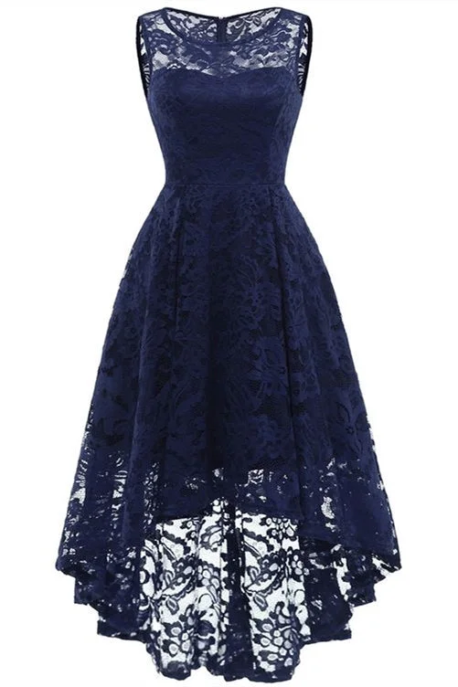 High Low Dark Blue Lace Mother of the Bride Dress Sexy Lace Dress