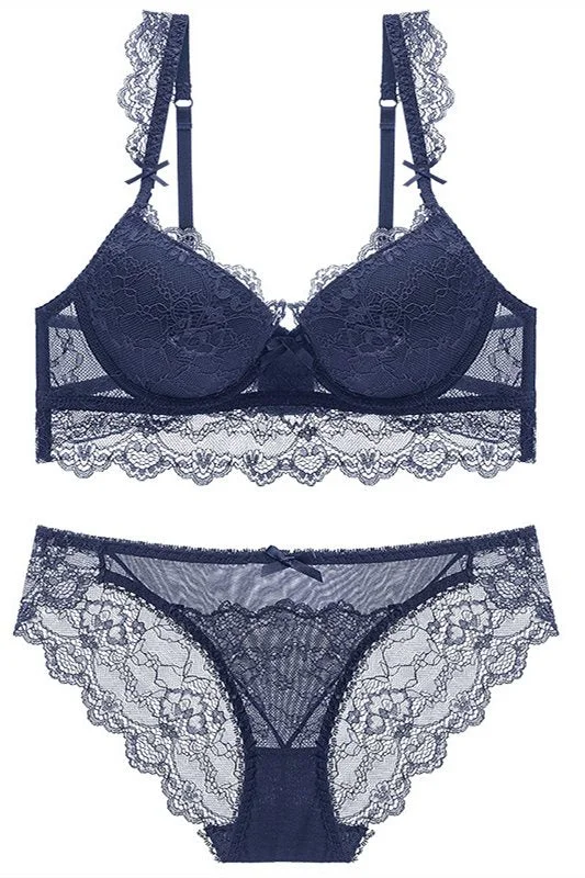 Navy Blue Lace Lingerie Set Lace Party Dress