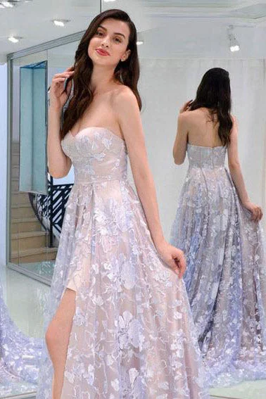 Princess Starpless Lavender Lace Long Prom Dress Lace Dress Appeal