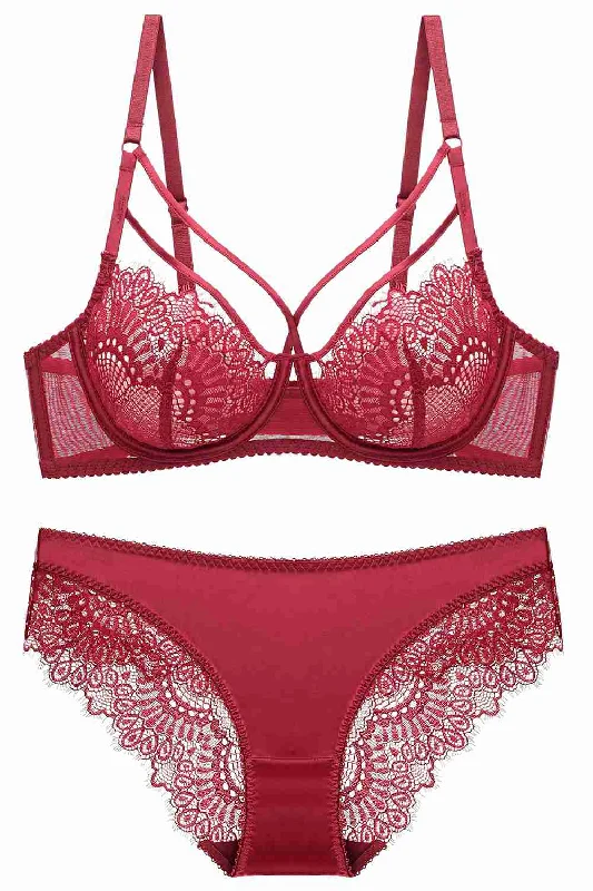 Red Lace Lingerie Set Lace Cocktail Dress