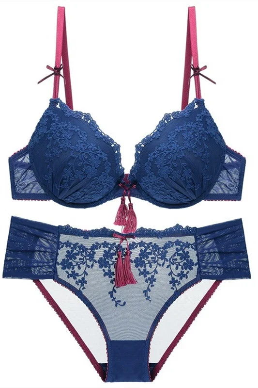 Royal Blue Lace Lingerie Set White Lace Dress