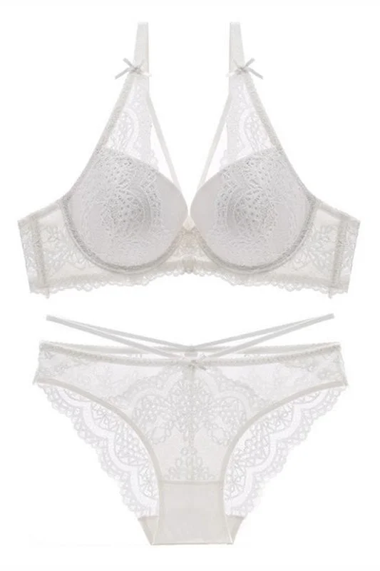 Sexy V White Lace Lingerie Set Lace Dress Glam